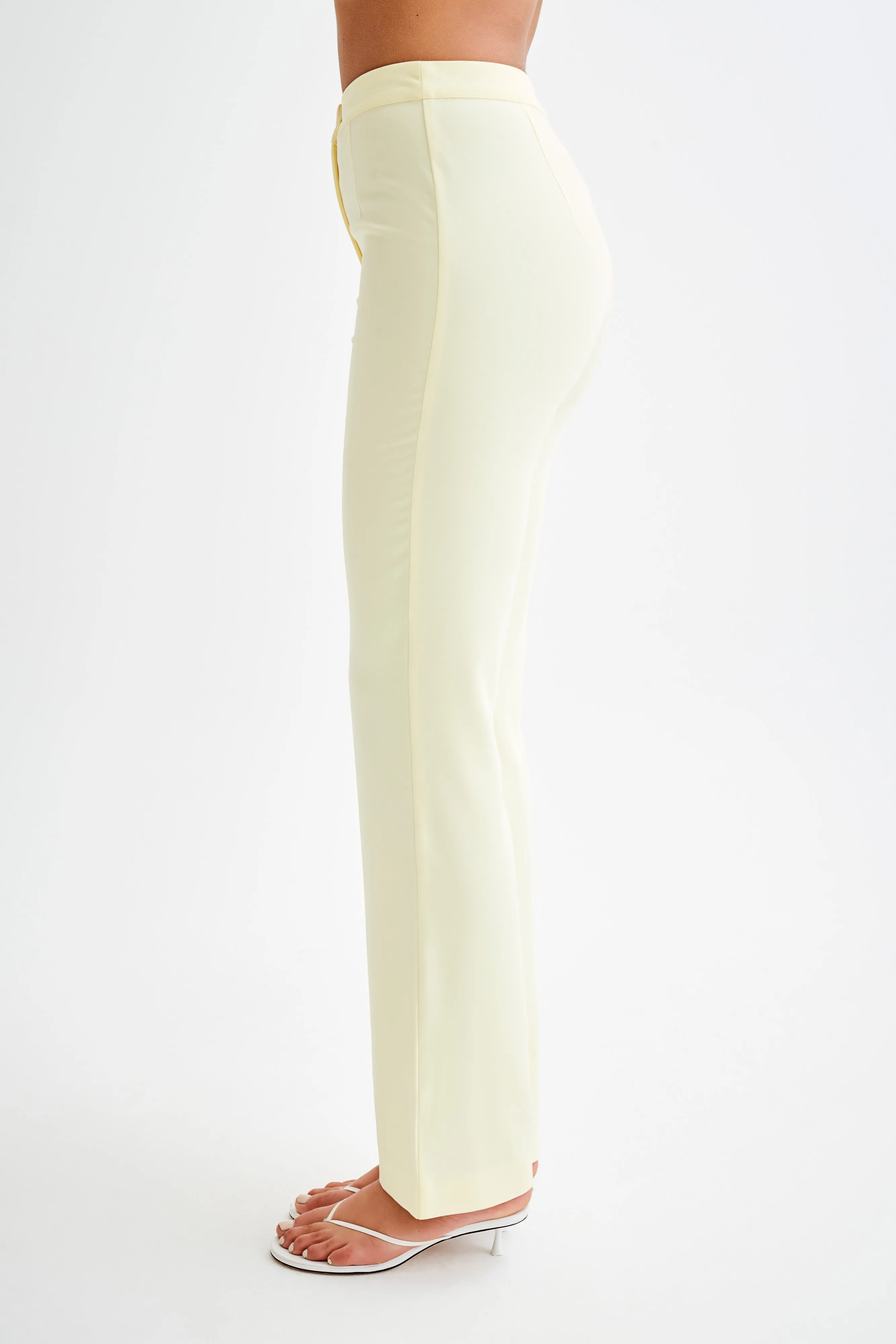 Allanah Suiting Straight Leg Pant - Pastel Lemon