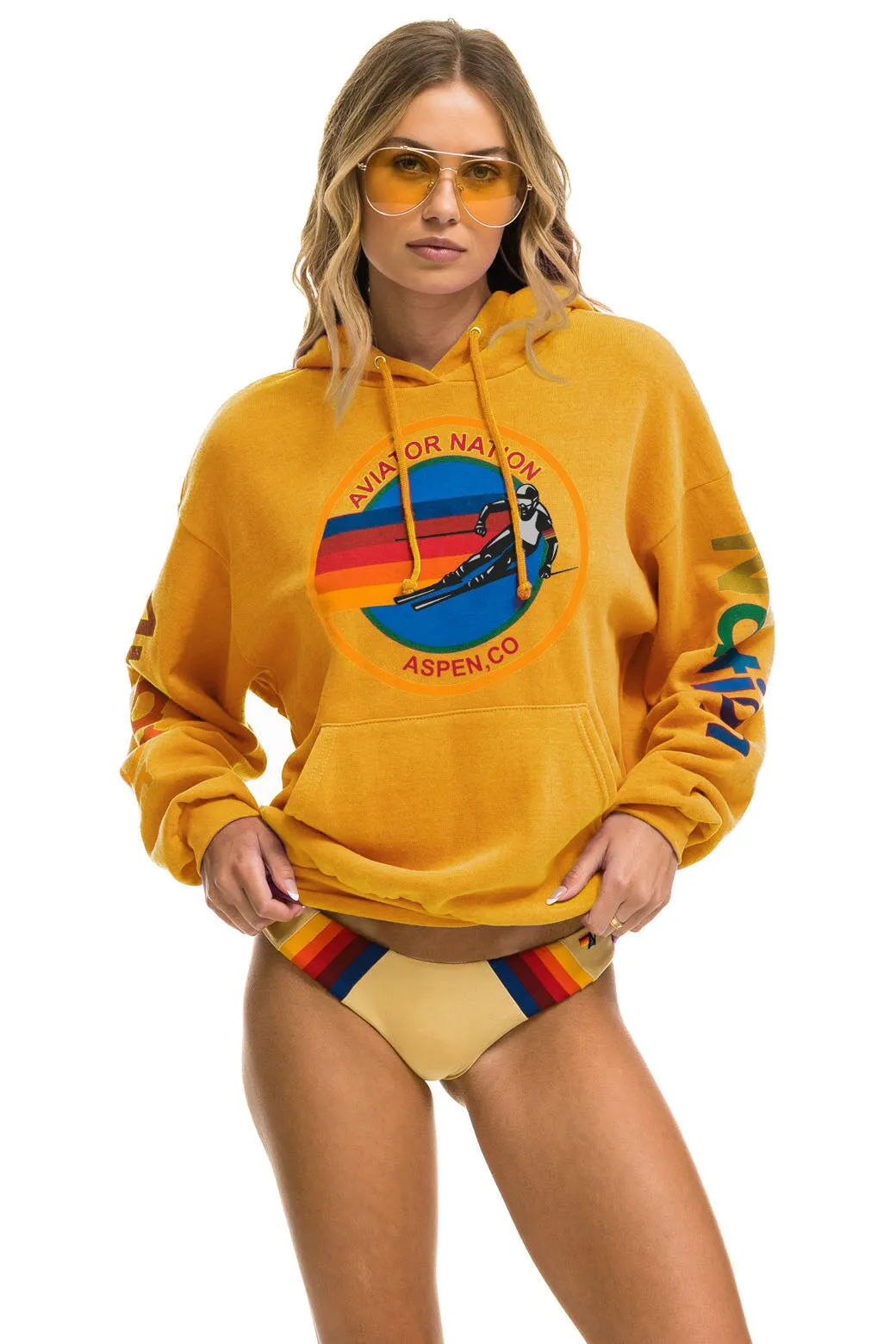 AVIATOR NATION ASPEN RELAXED PULLOVER HOODIE - GOLD