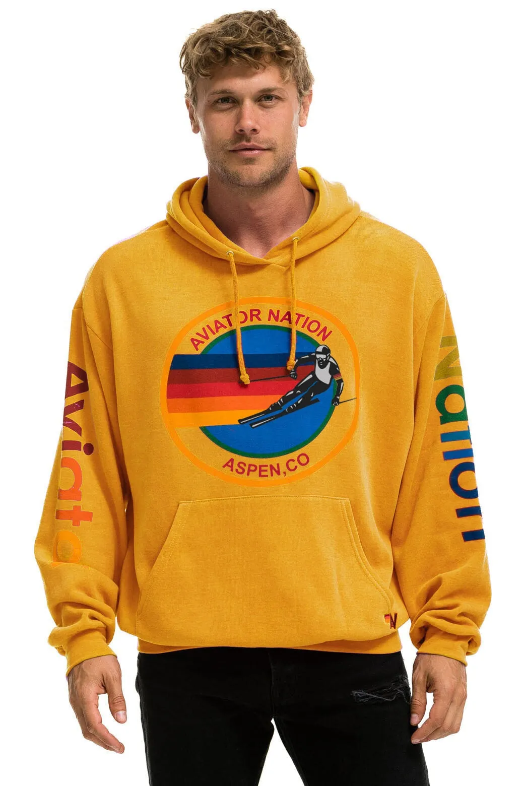 AVIATOR NATION ASPEN RELAXED PULLOVER HOODIE - GOLD