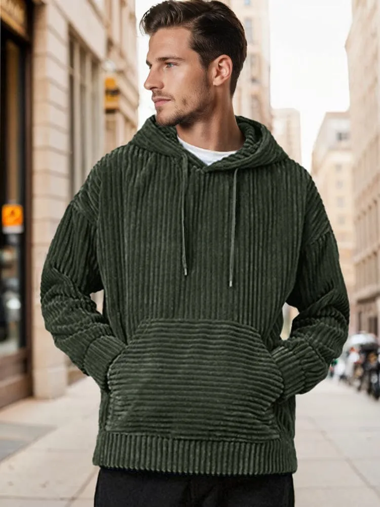 Casual Relaxed Fit Corduroy Hoodie