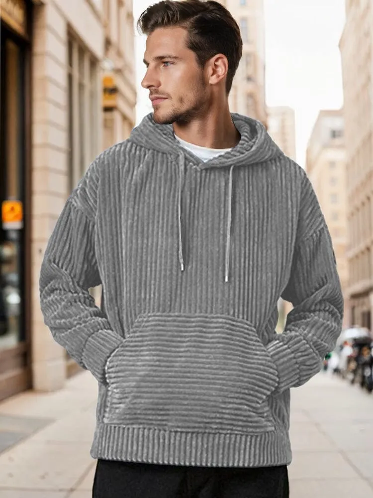 Casual Relaxed Fit Corduroy Hoodie