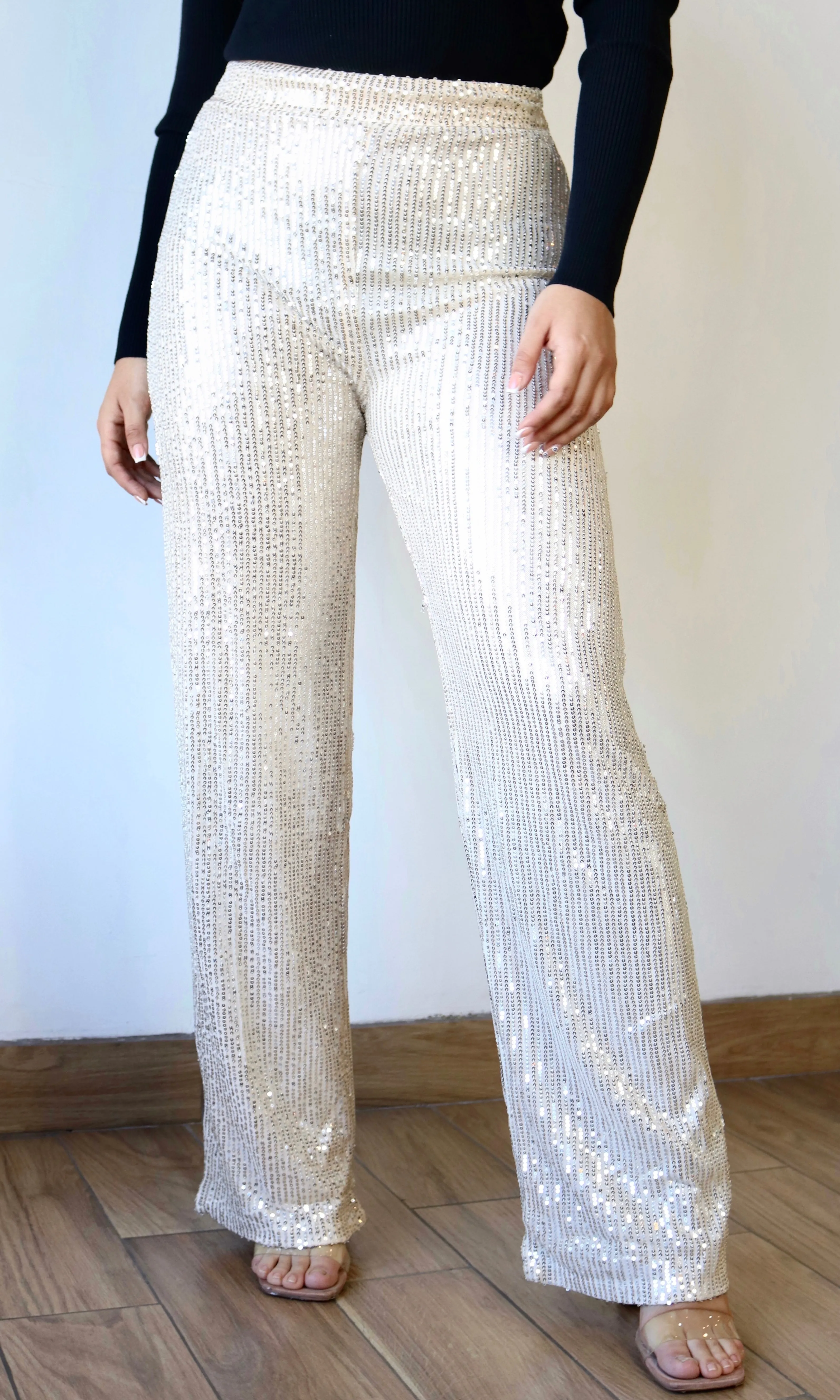 Champagne Sequin Formal Pants