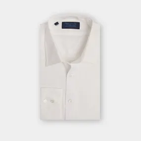 Classic Fit, Classic Collar, Two Button Cuff in White Herringbone