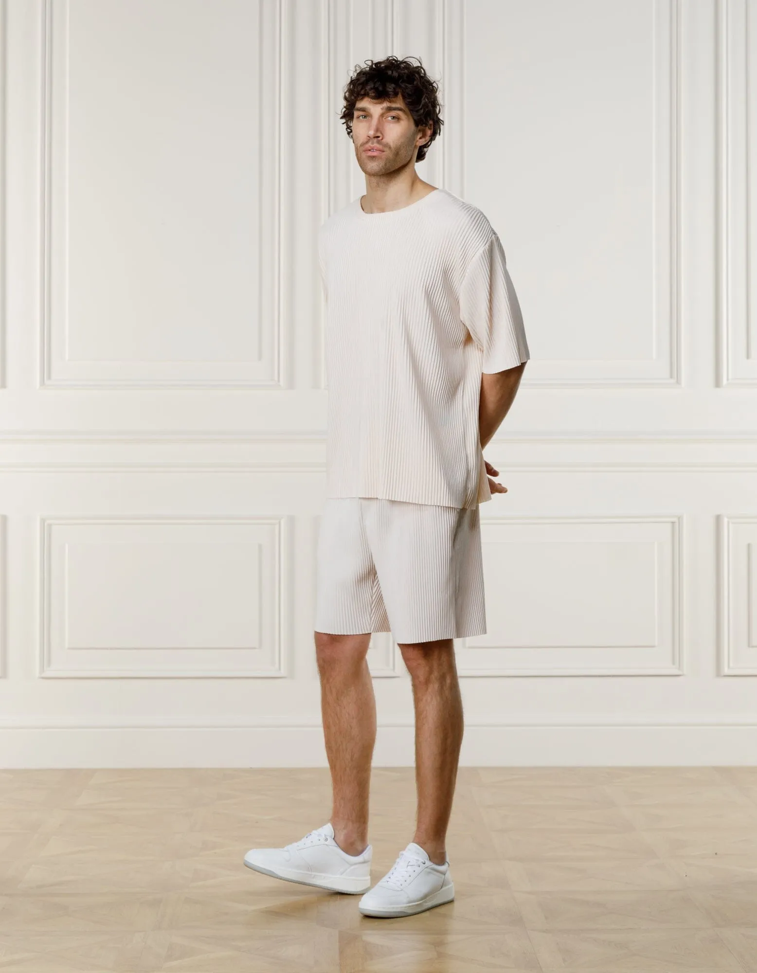 Ecru Relaxed Pleated T-Shirt