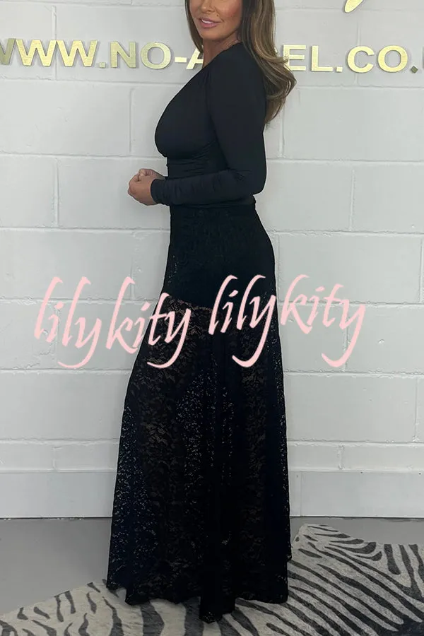 Elegant and Sexy Hollow Lace Maxi Skirt