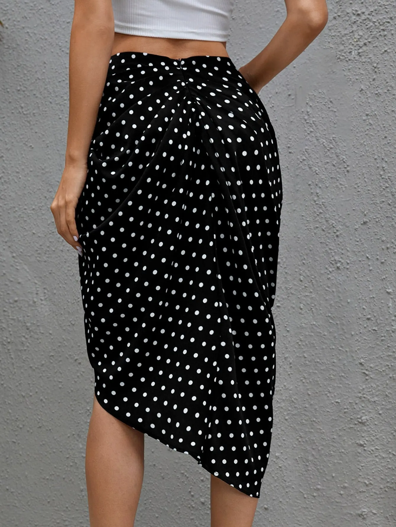 Elegant Polka Dot Split Thigh High Waist Midi Women Skirts