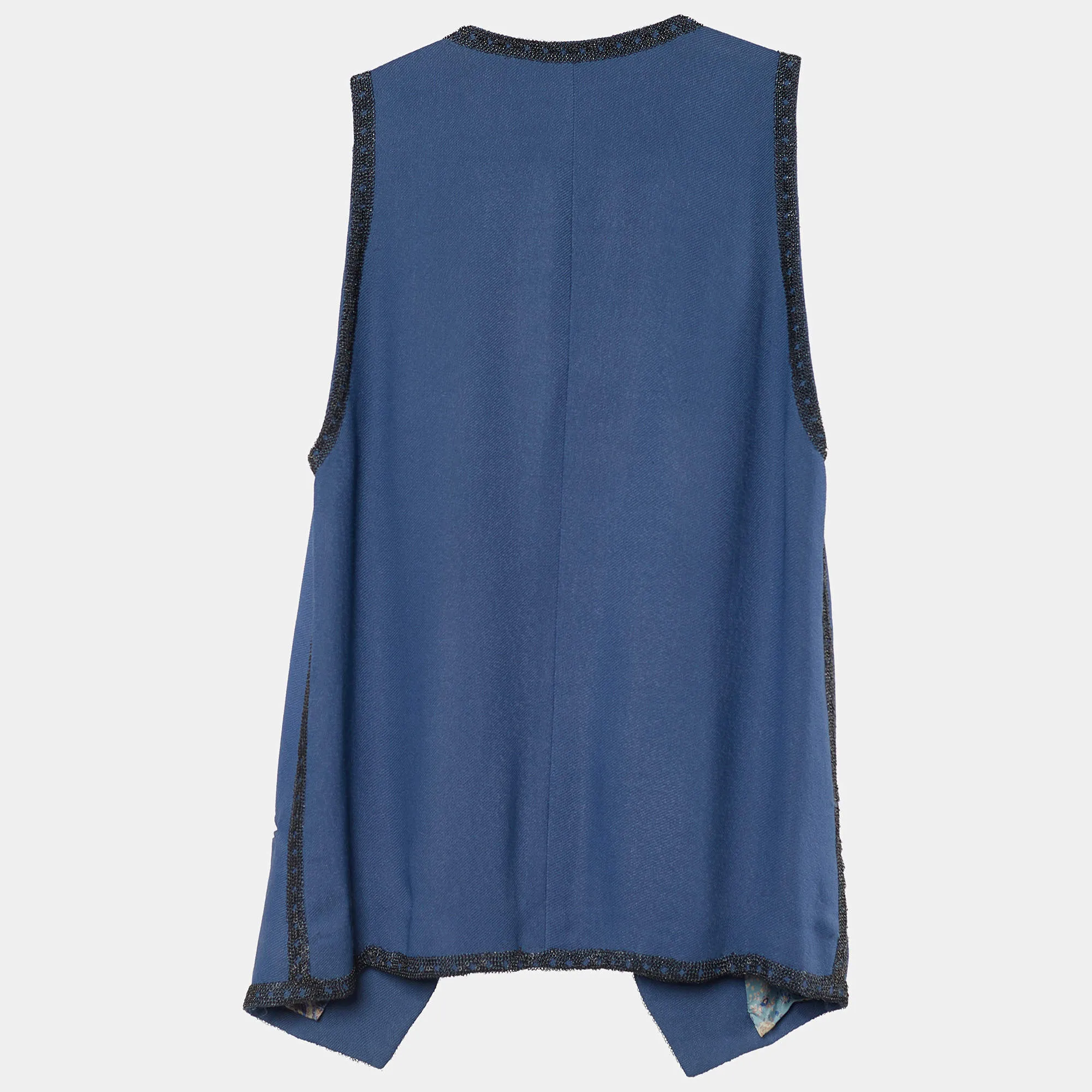 ETRO New Womens Blue Open Vest Chain Detail