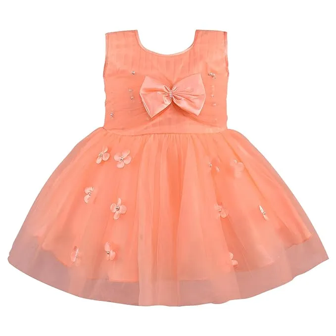 Girls Floral Embellished dress with bow design