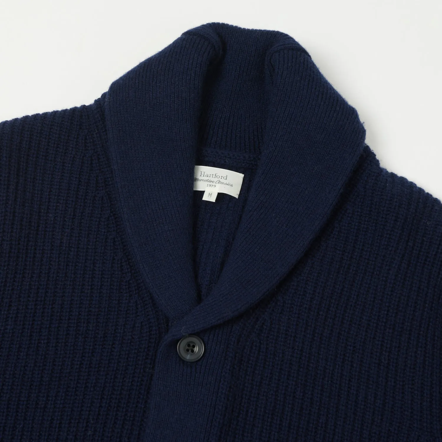 Hartford Cashmere Rib Cardigan - Navy