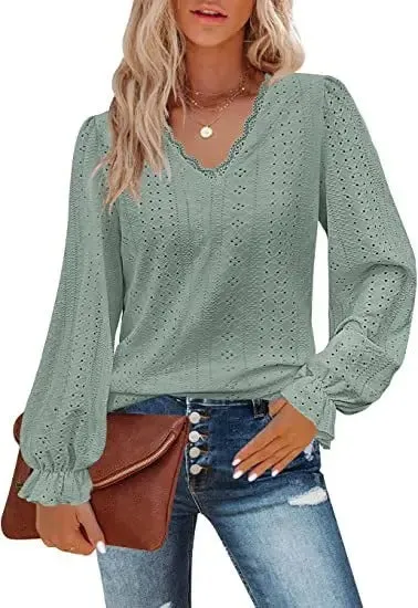 Mirabel - Elegant Lace Patchwork Blouse for Women