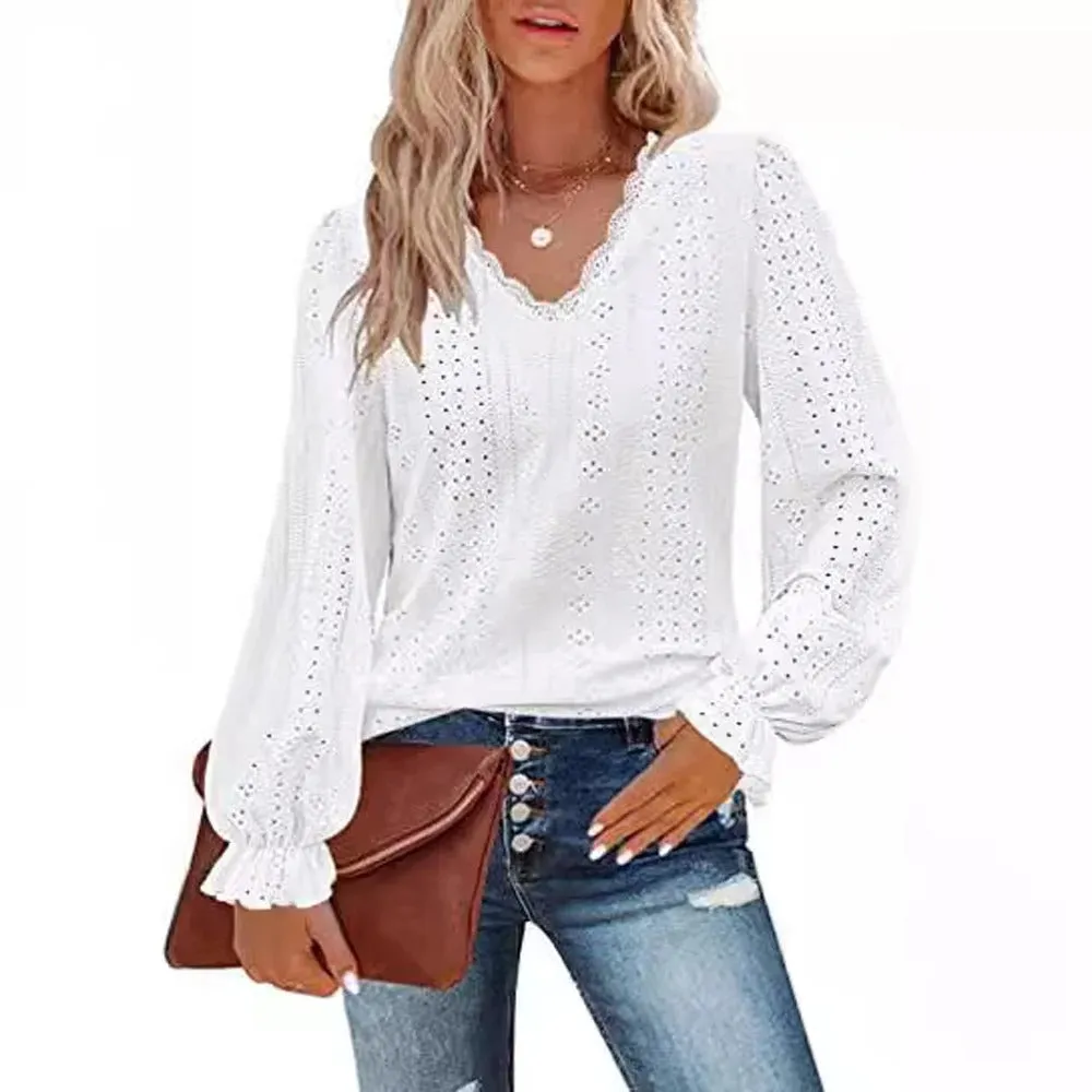 Mirabel - Elegant Lace Patchwork Blouse for Women