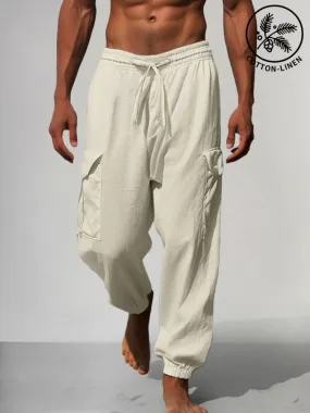 Multi Pockets Cotton Linen Pants