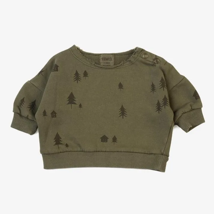 Organic Vintage Woodland Sweatshirt Olive