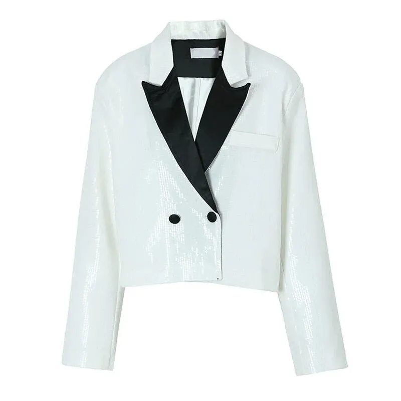 Pre Order:  Contrast Color Lapel Sequins Jacket