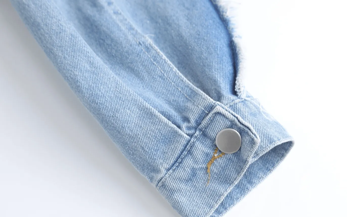 Pre Order:  Frayed Edges Loose Denim Shirt