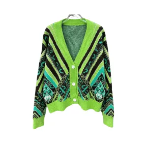 Pre Order:  Green Loose Fit Knit Cardigan