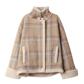 Pre Order:  Plaid Buckle Collar Wool Jacket