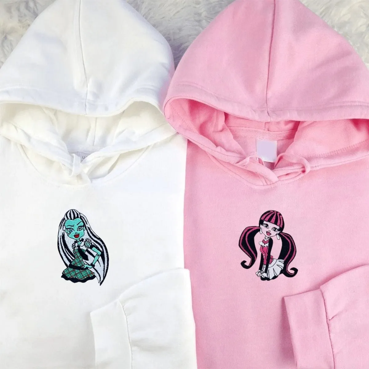 "Monster Couple" Matching Couple Hoodies - Custom Embroidered Sweatshirts For Couples