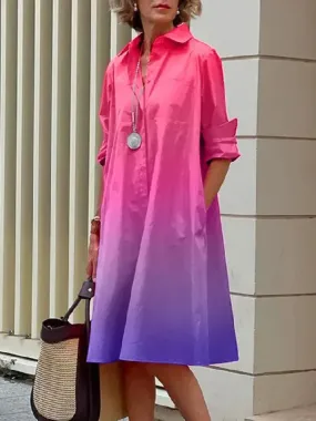 Rowena - Stylish Gradient Shirt Dress for Women