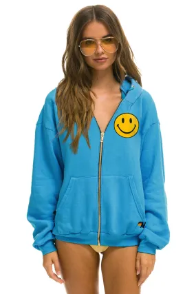 SMILEY 2 RELAXED ZIP HOODIE - OCEAN