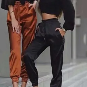 Solid High Waist Loose Harem Pants