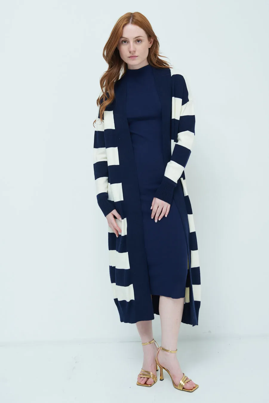 Striped longline open cardigan wholesale