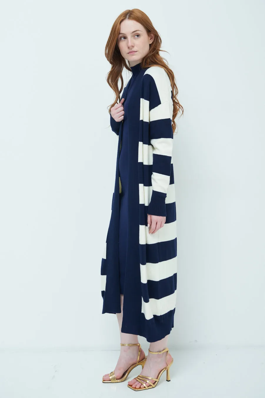 Striped longline open cardigan wholesale