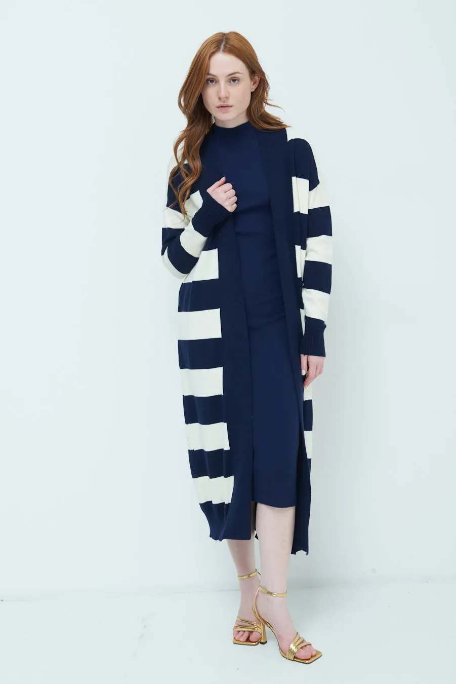 Striped longline open cardigan wholesale