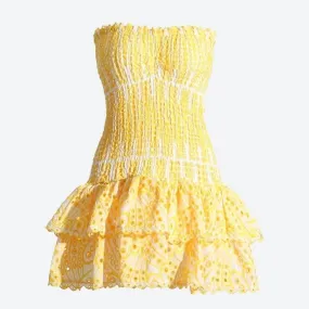 Stylish Strapless Smocked Mini Dresses