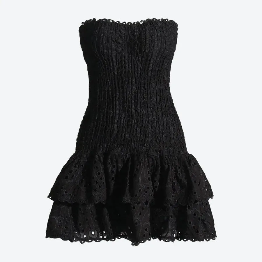 Stylish Strapless Smocked Mini Dresses