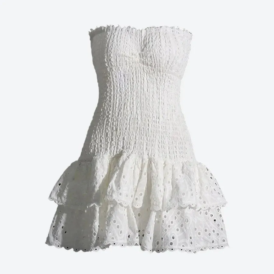 Stylish Strapless Smocked Mini Dresses