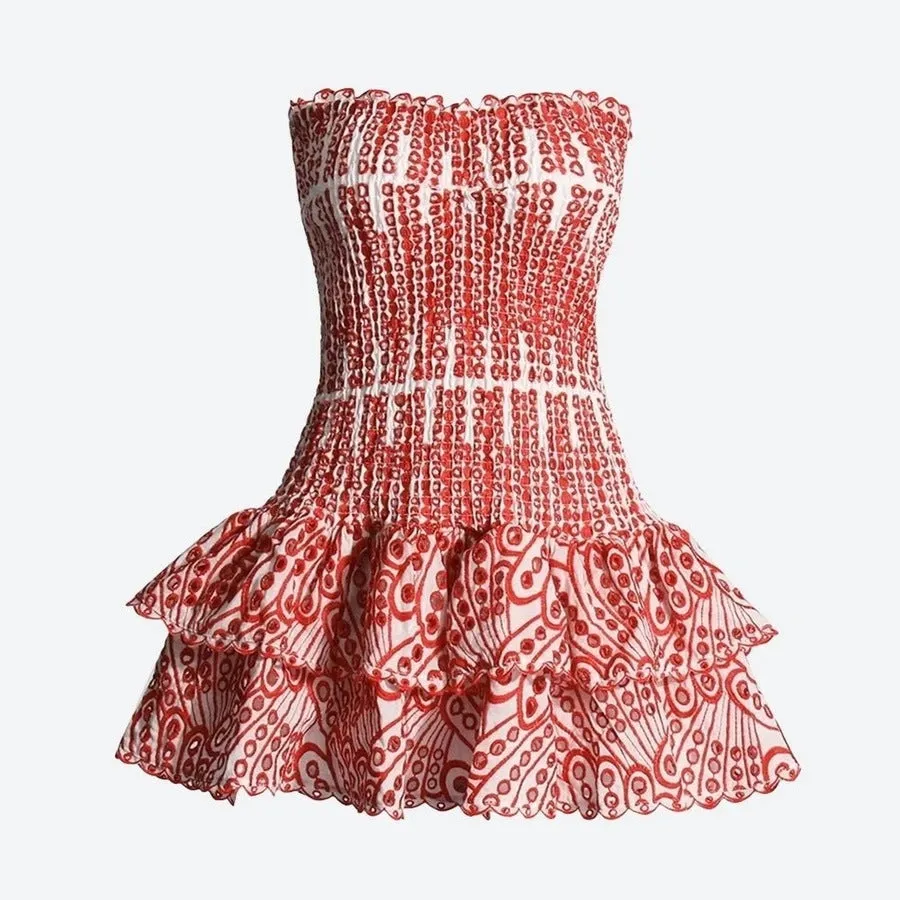 Stylish Strapless Smocked Mini Dresses