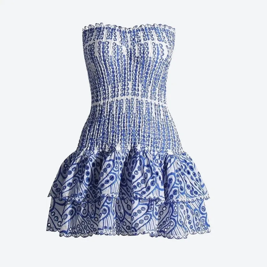 Stylish Strapless Smocked Mini Dresses