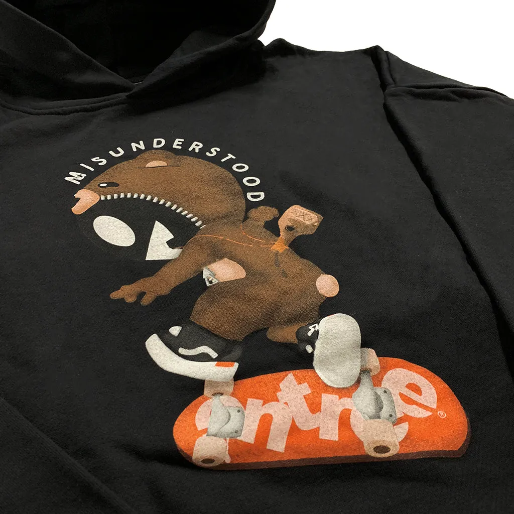 Teddy Hawk Drop Shoulder Black Pullover Hoodie