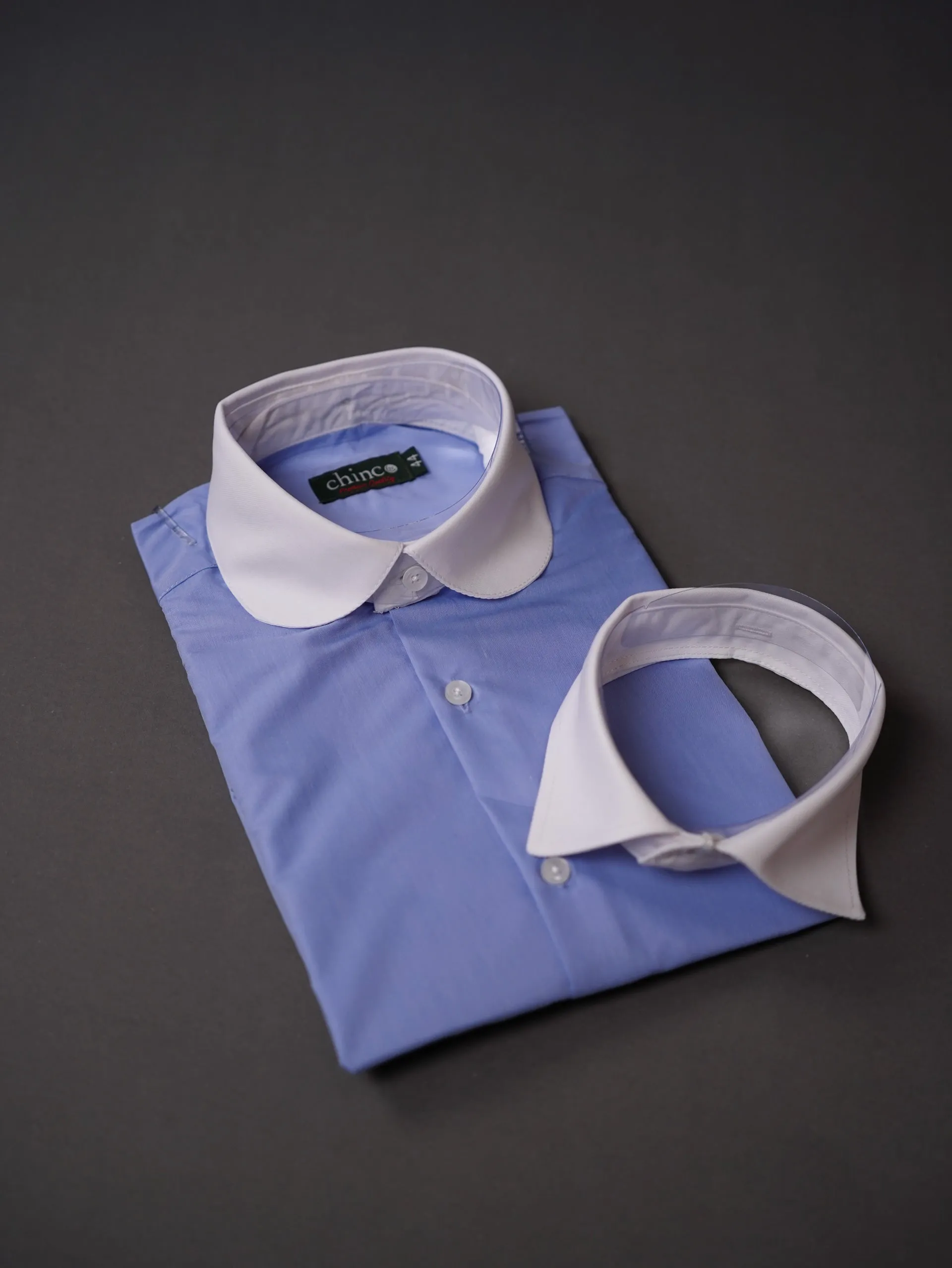 Three collar slim fit chemise-Baby blue