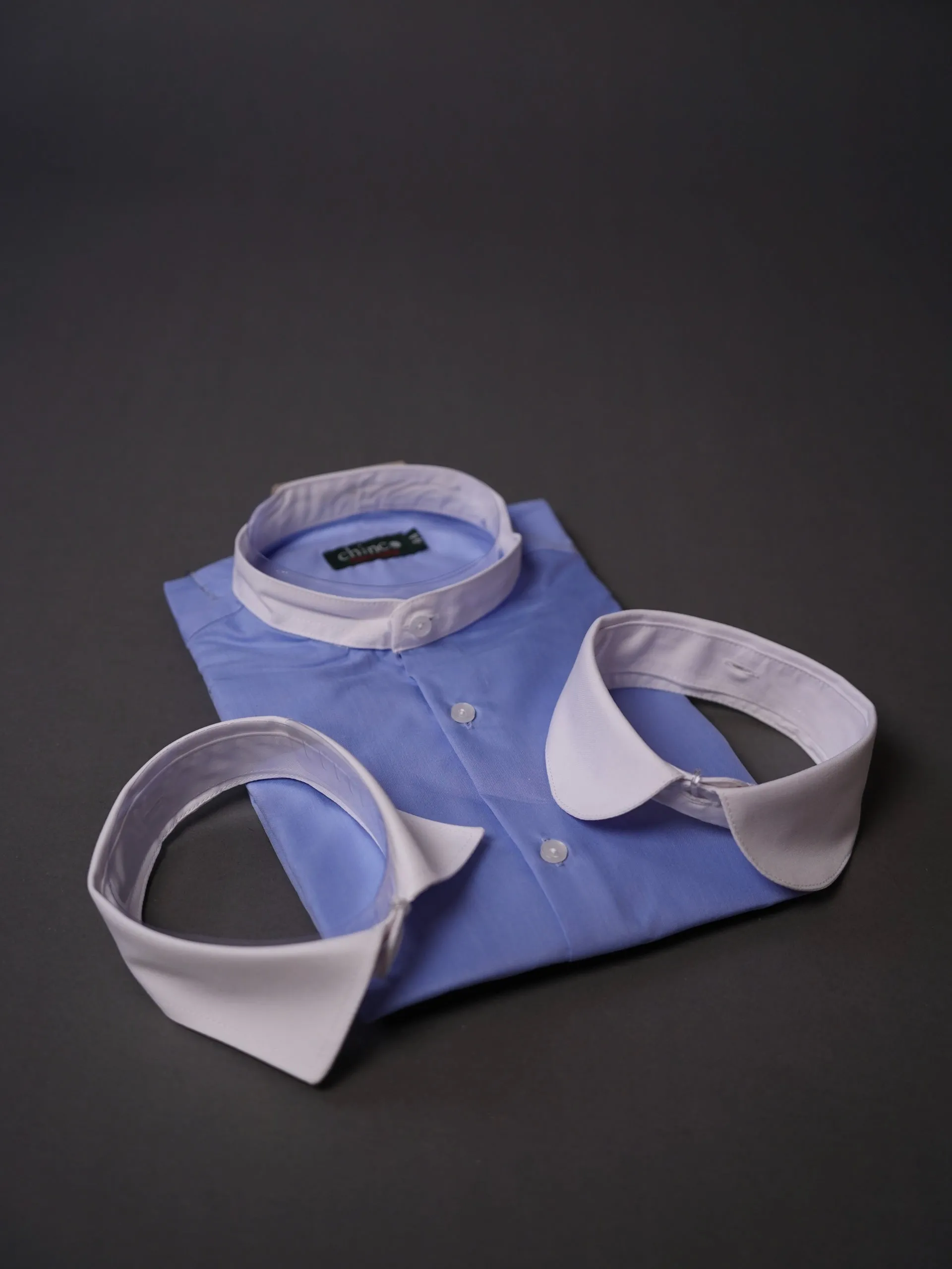 Three collar slim fit chemise-Baby blue