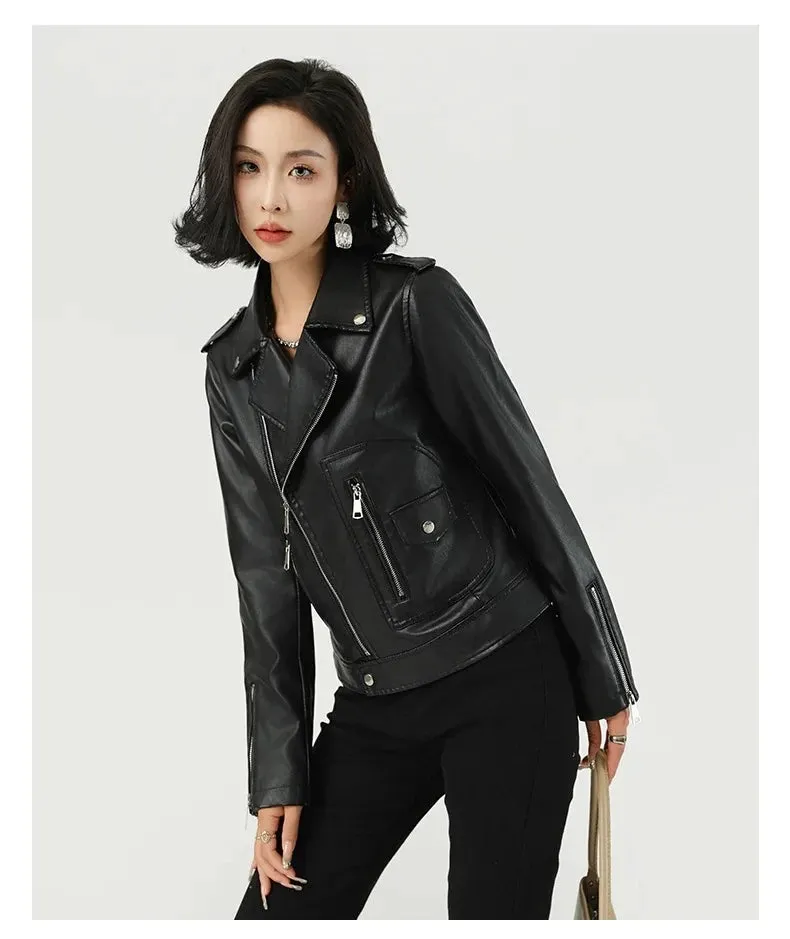 Trendy Genuine Black Short Leather Jacket