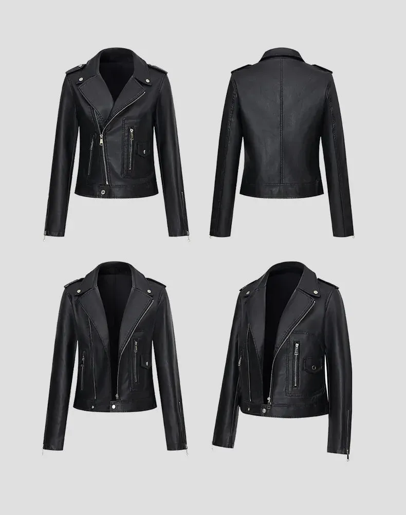 Trendy Genuine Black Short Leather Jacket