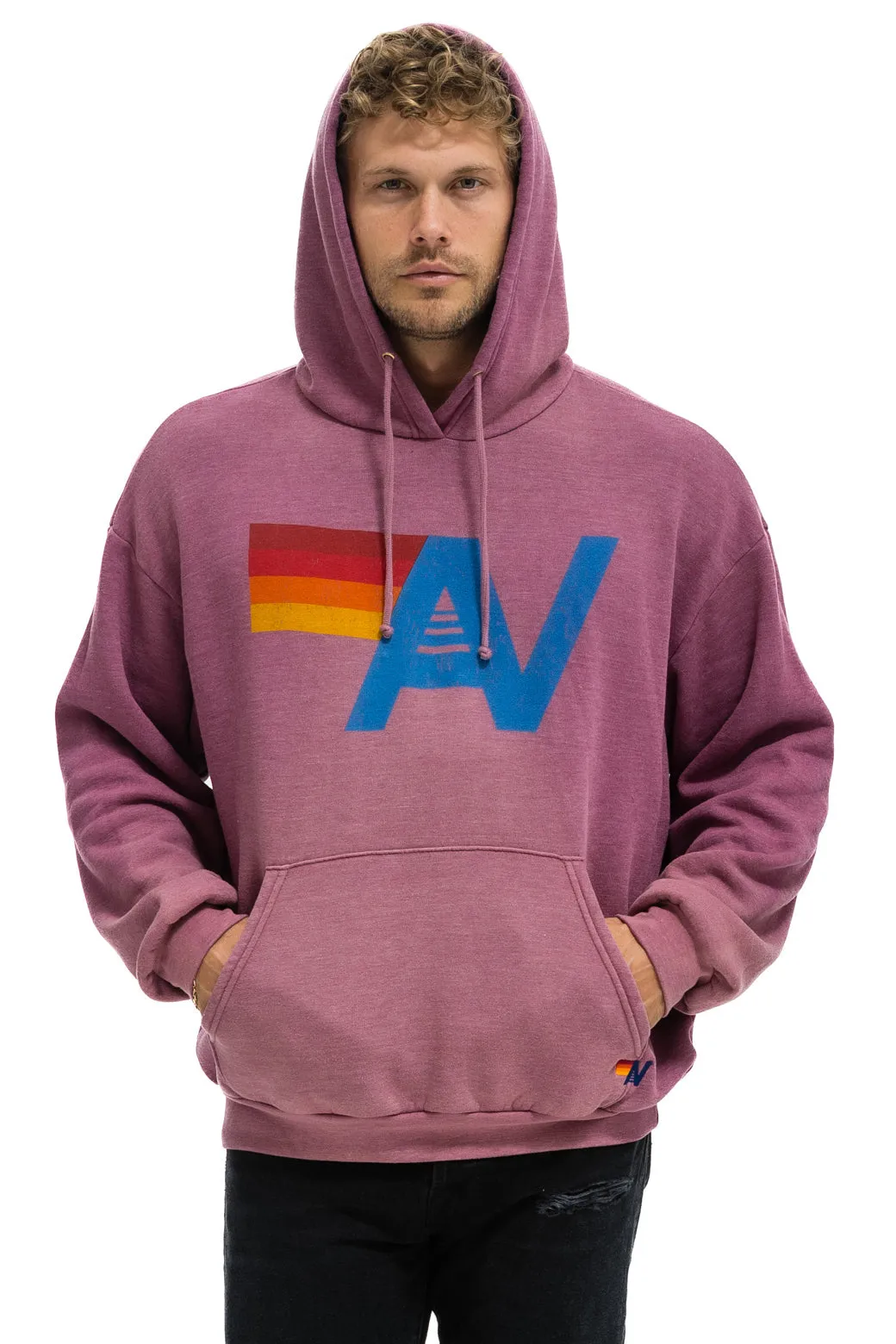 VINTAGE LOGO RELAXED PULLOVER HOODIE - FADED BERRY