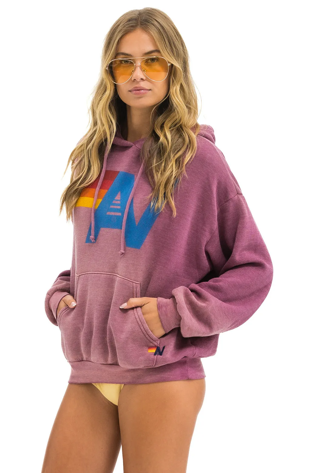 VINTAGE LOGO RELAXED PULLOVER HOODIE - FADED BERRY