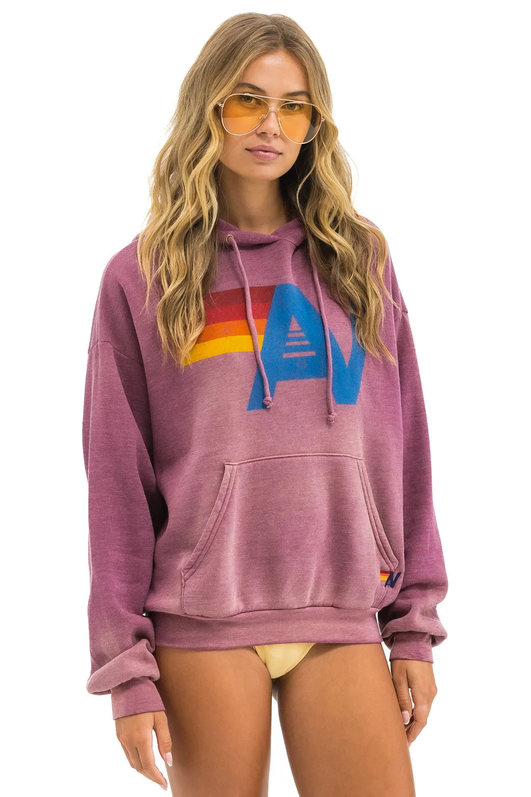 VINTAGE LOGO RELAXED PULLOVER HOODIE - FADED BERRY