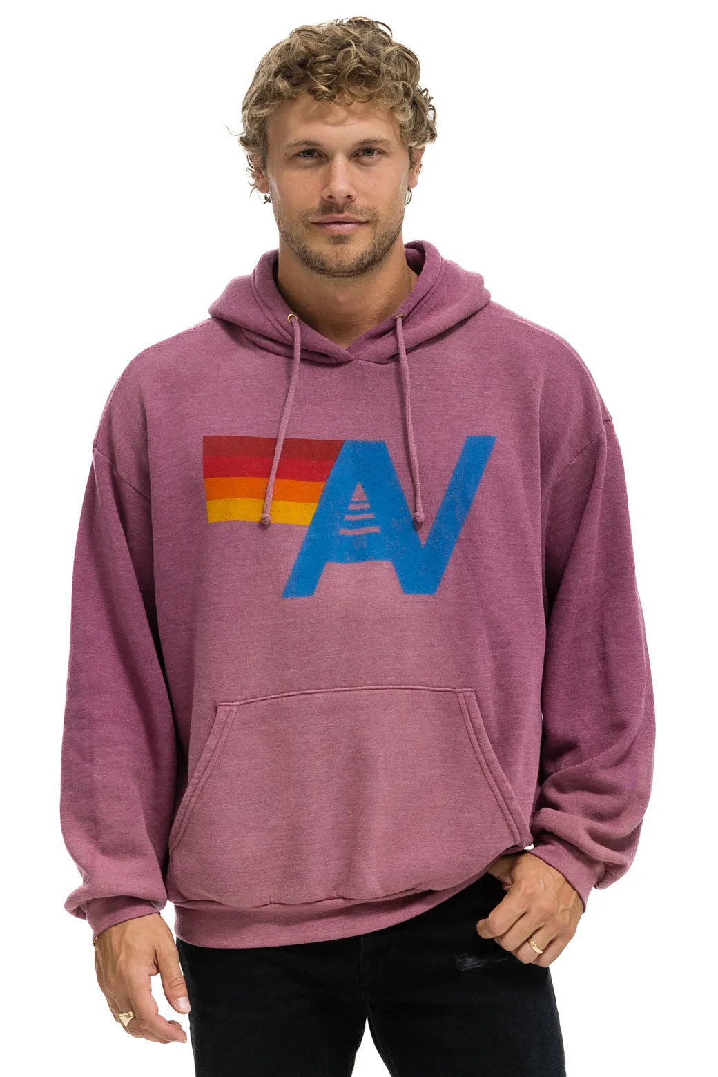 VINTAGE LOGO RELAXED PULLOVER HOODIE - FADED BERRY