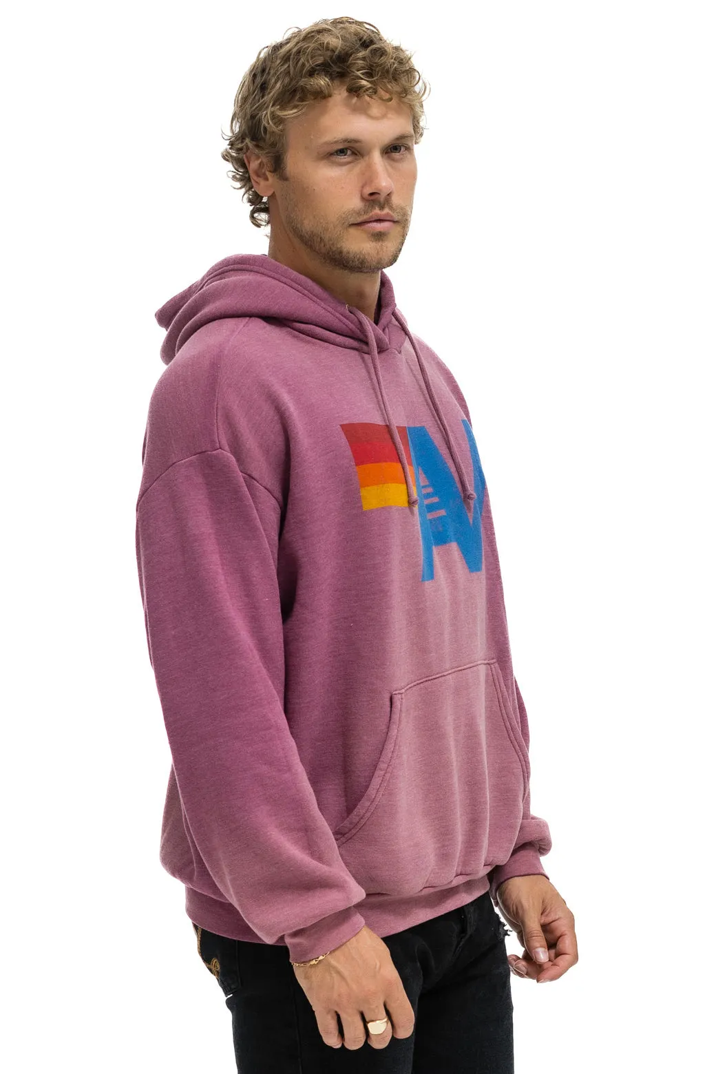 VINTAGE LOGO RELAXED PULLOVER HOODIE - FADED BERRY