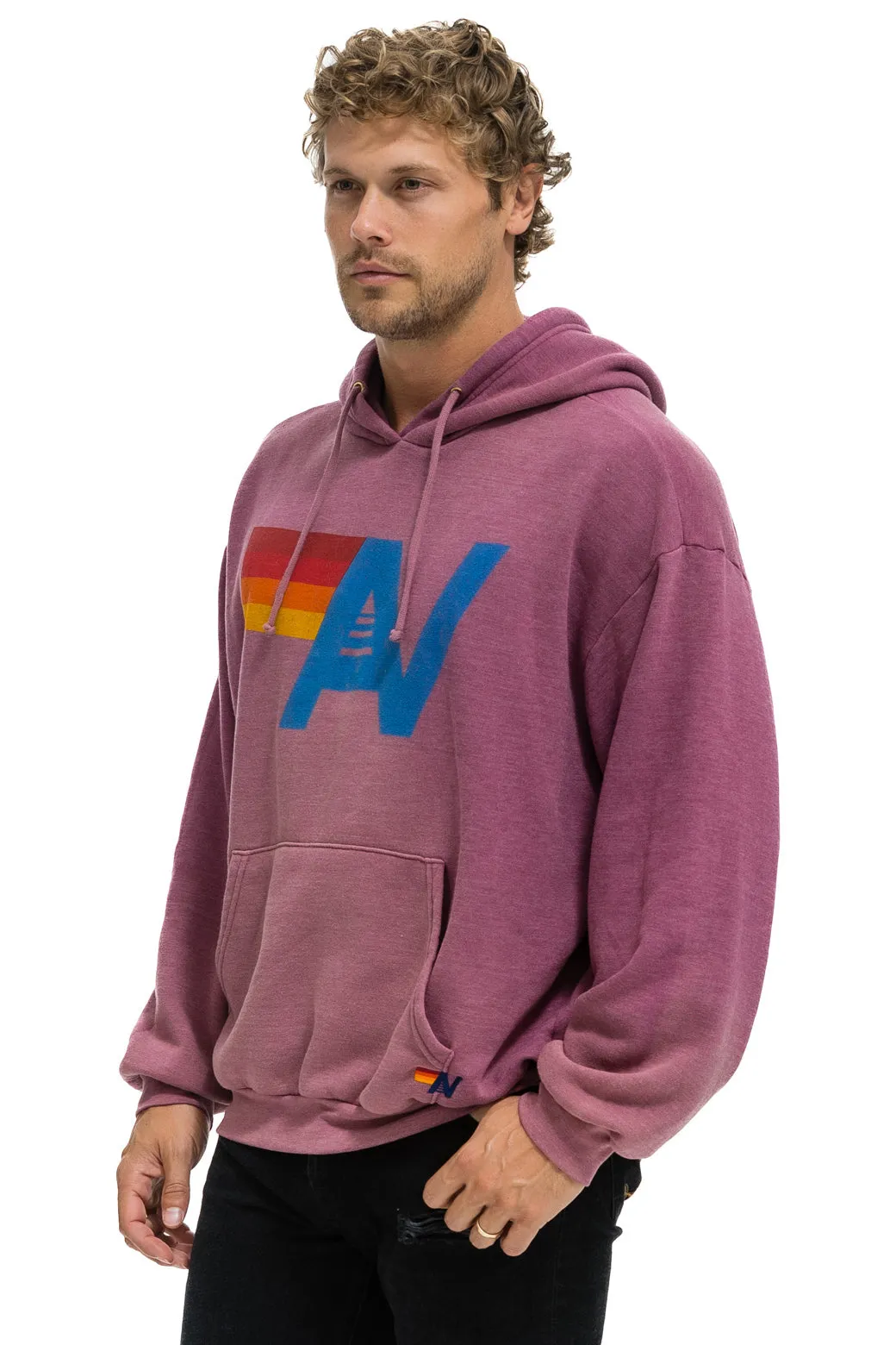 VINTAGE LOGO RELAXED PULLOVER HOODIE - FADED BERRY